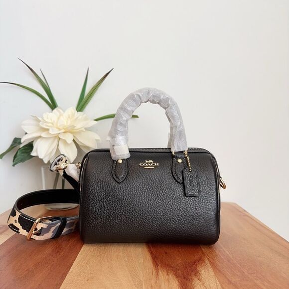 NWT Coach Mini Rowan Crossbody Bag With‎ Leopard Print - Picture 2 of 7